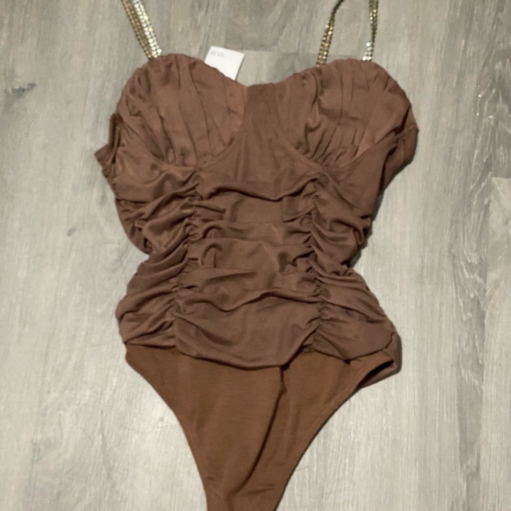 Brown Ruched Kids One Piece
